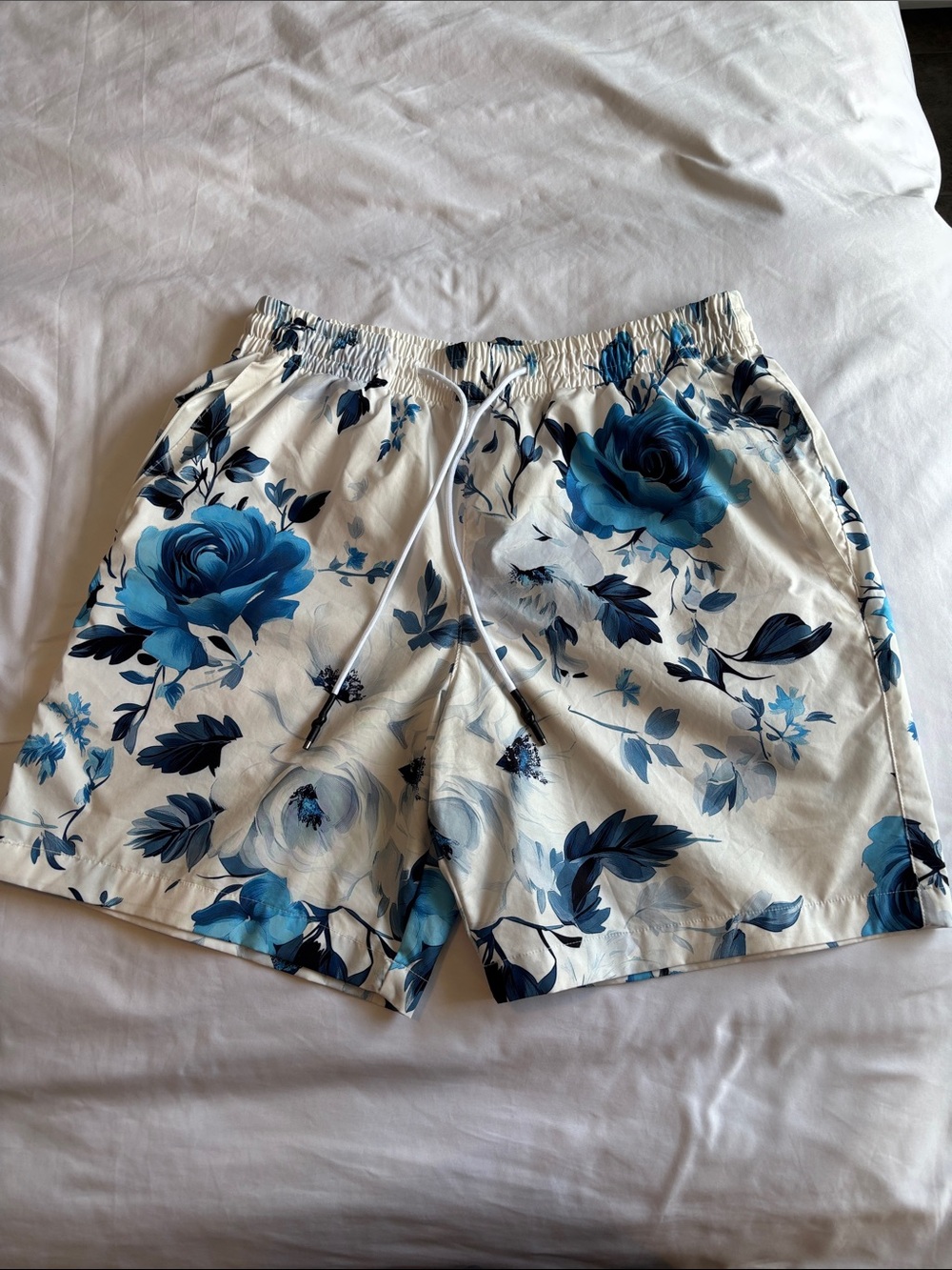 Jordan Craig Men's Blue Floral Swim Trunks - White Background